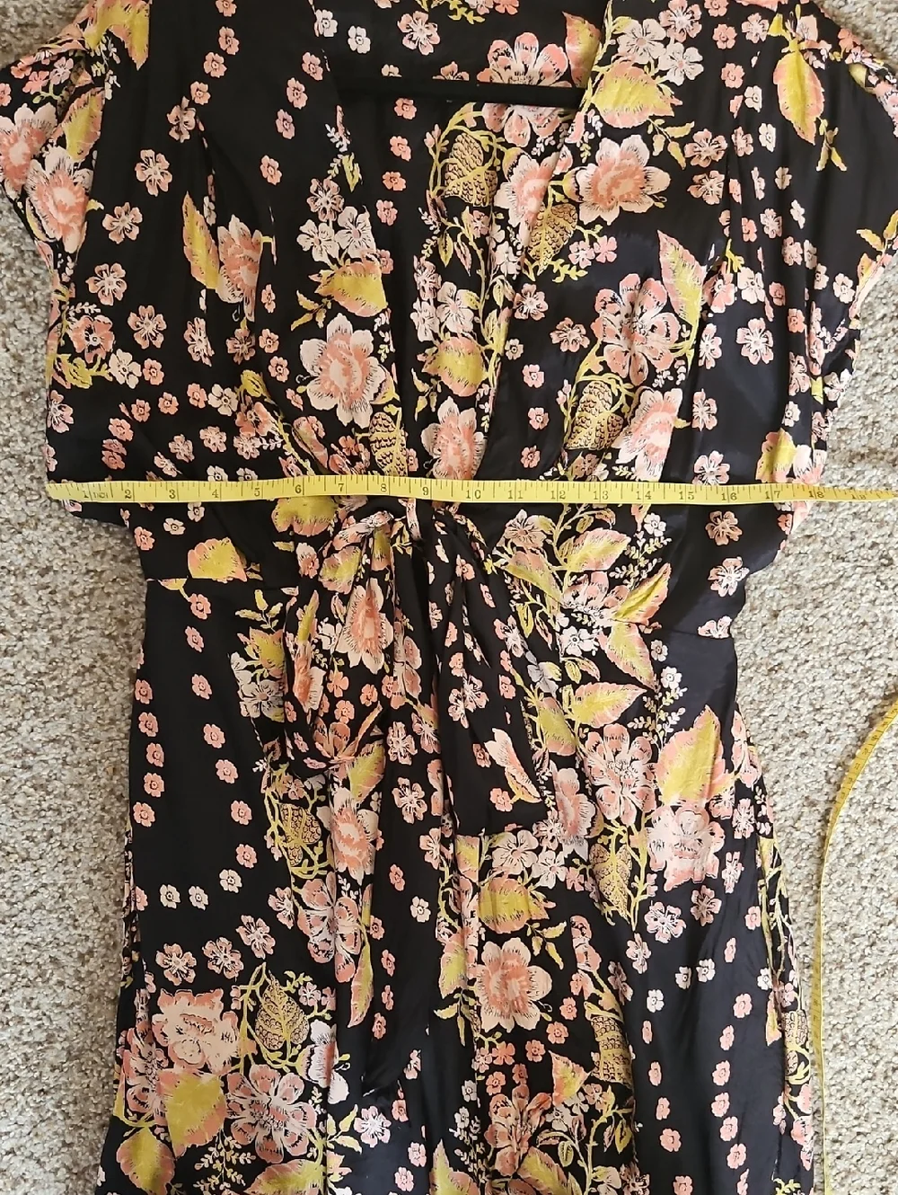 Free People Black Floral Tie-Front Jump Suite. - Picture 10 of 13
